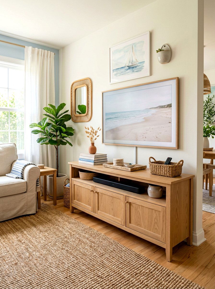Natural Wood Media Console - 30 media console styling ideas