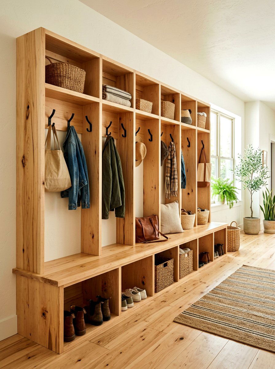 Natural Wood Mudroom Locker Wall - 30 mudroom locker wall ideas