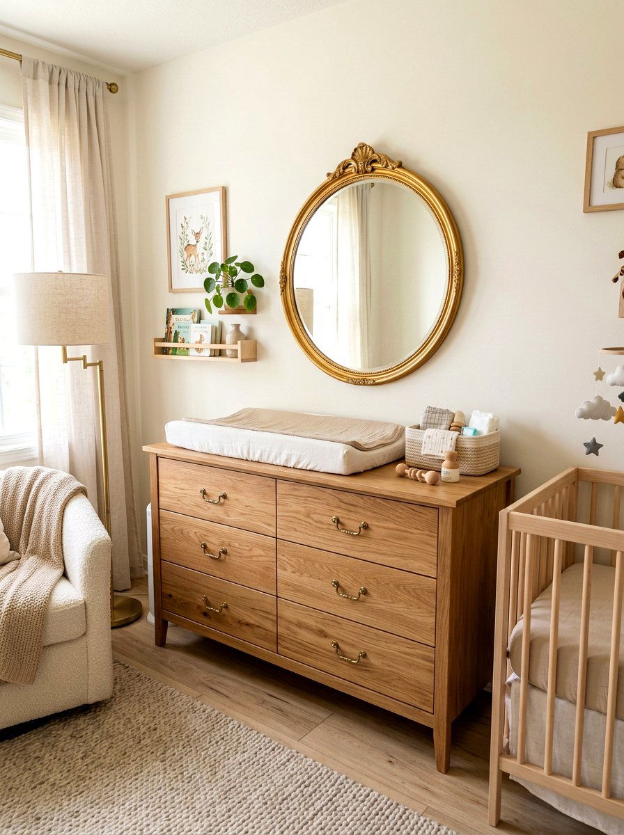 Natural Wood Nursery Dresser - 30 old money nursery ideas