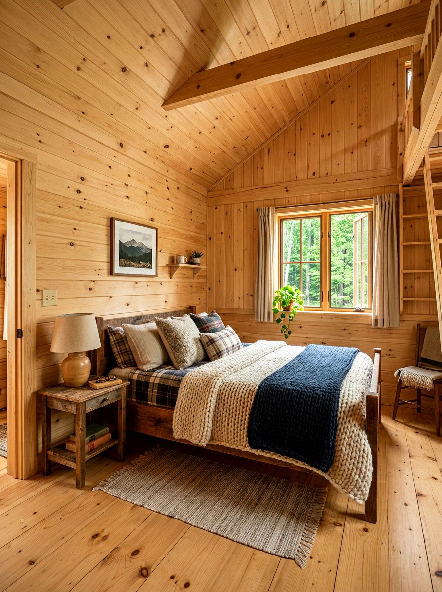 Natural Wood Paneling - 30 tiny cottage bedroom ideas