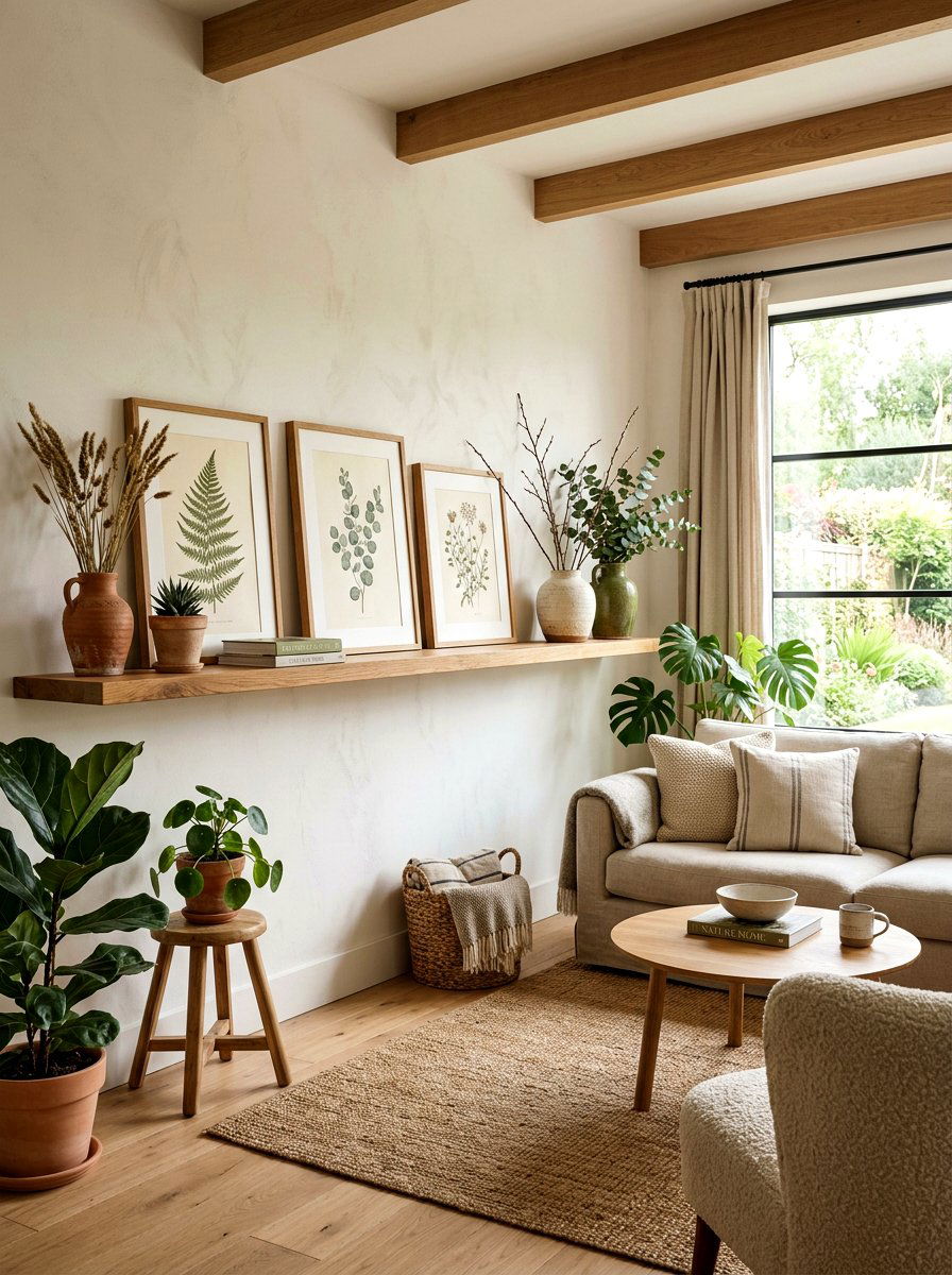 Natural Wood Picture Ledge - 30 picture ledge ideas