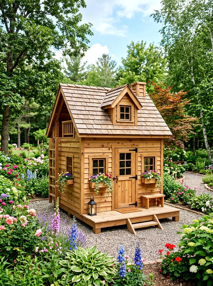 Natural Wood Playhouse - 30 playhouse ideas