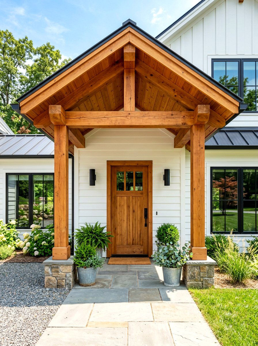 Natural Wood Portico - 30 portico ideas