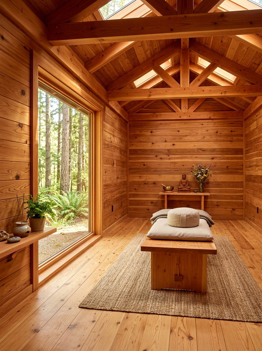 Natural Wood Room - 30 meditation room ideas