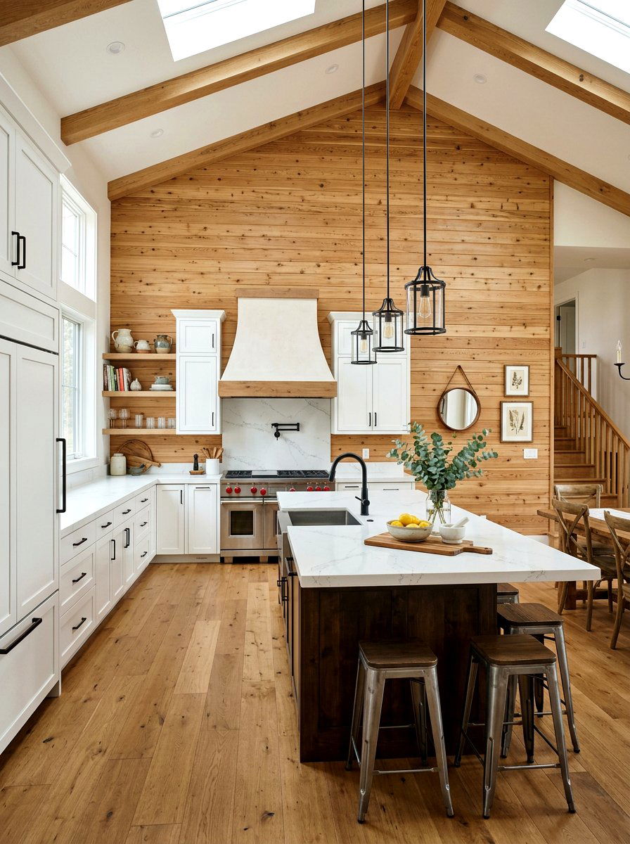 Natural Wood Shiplap Kitchen - 30 shiplap wall ideas