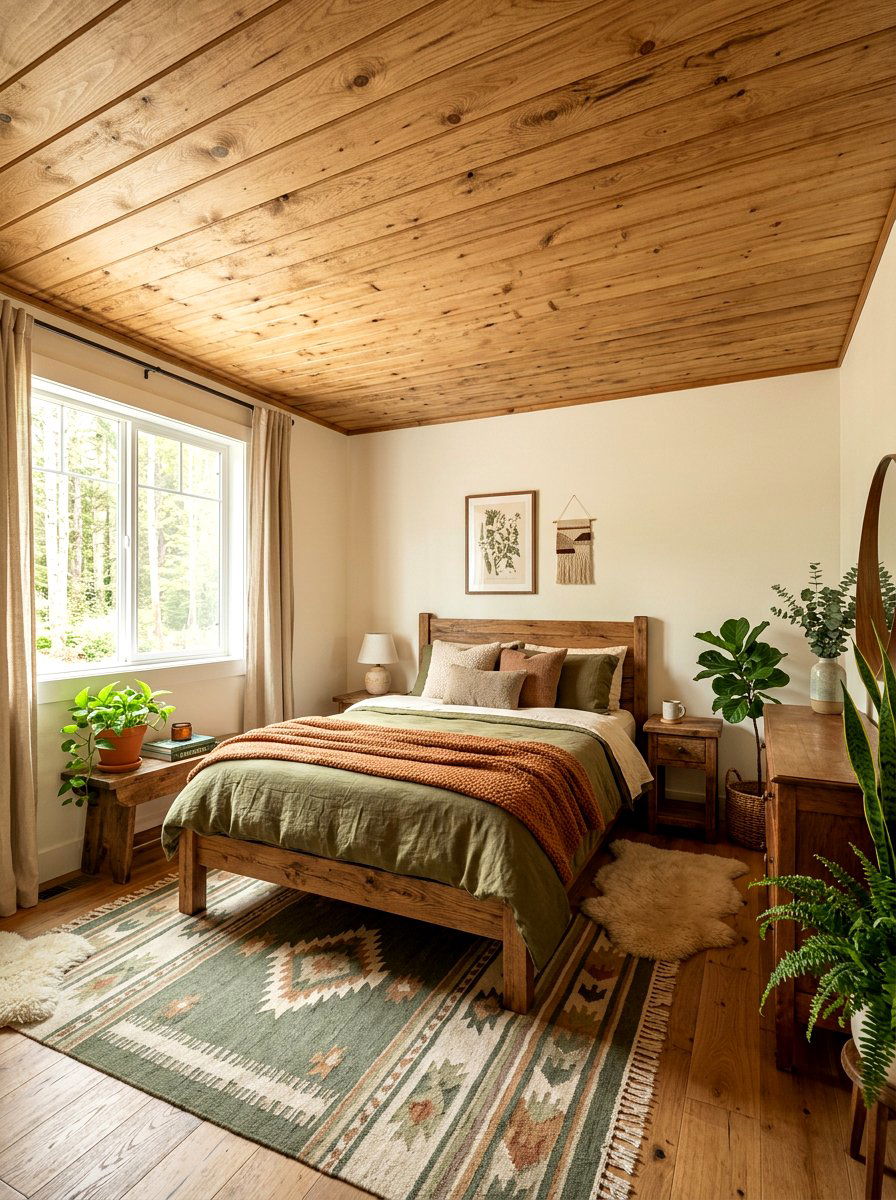 Natural Wood Shiplap - 30 bedroom ceiling ideas
