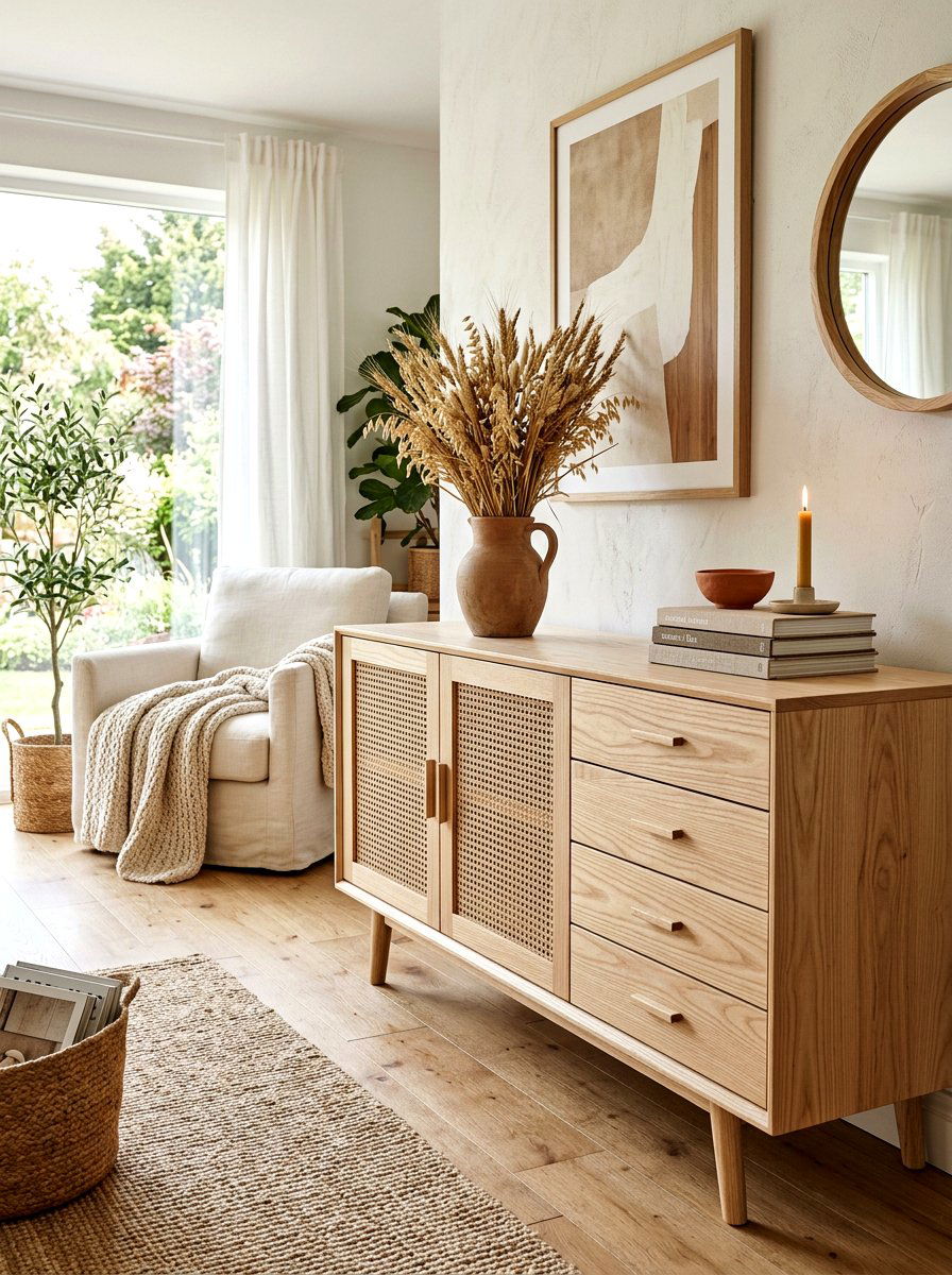 Natural Wood Sideboard - 30 sideboard decor ideas