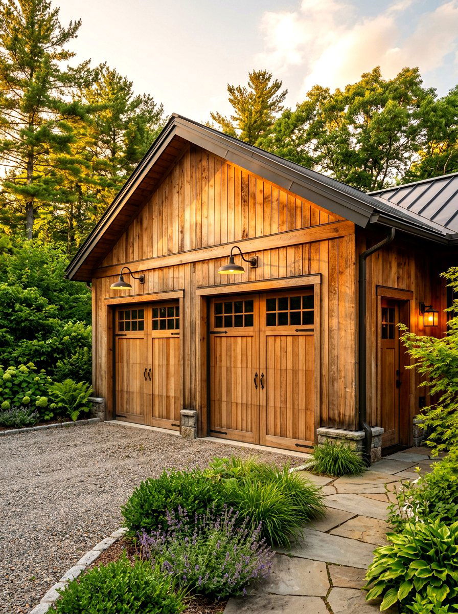 Natural Wood Siding - 30 garage facade ideas