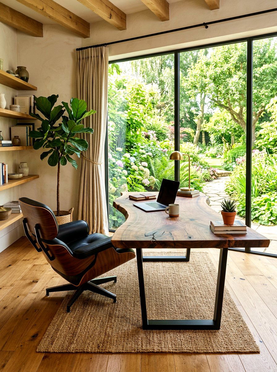Natural Wood Slab Desk - 30 home office desk ideas