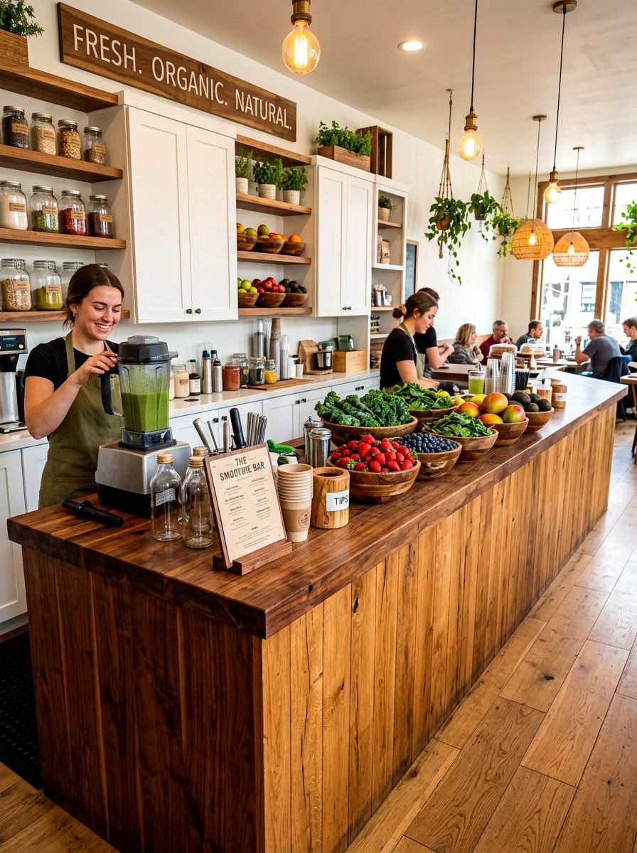 Natural Wood Smoothie Bar - 30 smoothie station kitchen ideas