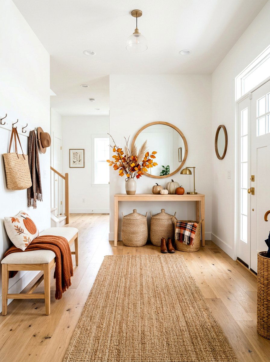 Natural Wood Tones - 30 fall entryway decor ideas