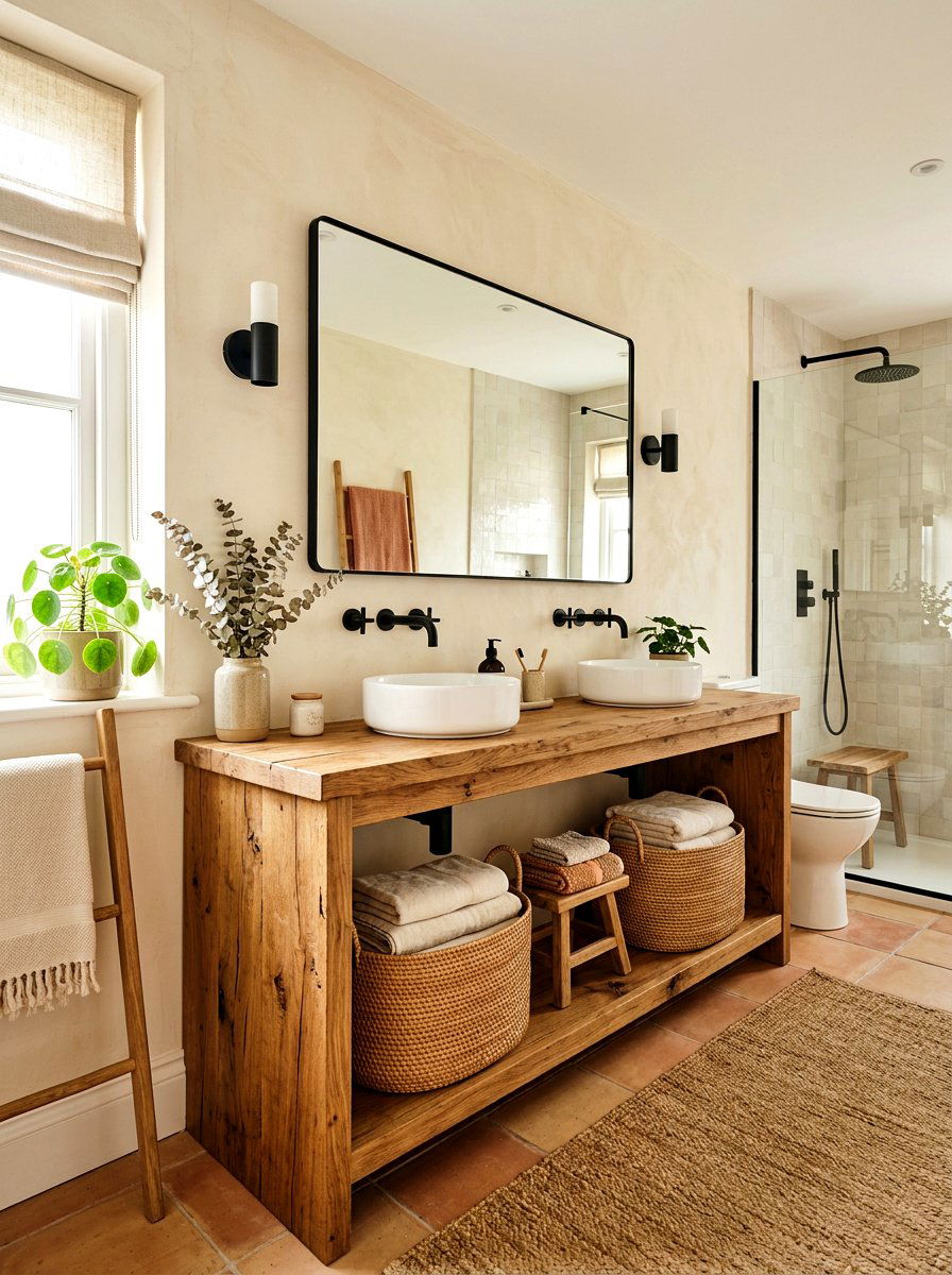 Natural Wood Vanity Bathroom - 30 forest inspired bathroom ideas