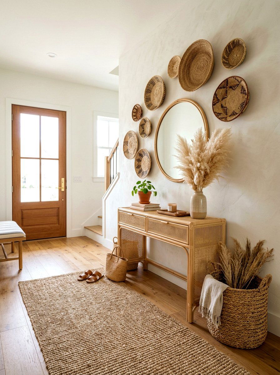 Natural Woven Entryway - 30 entryway table ideas