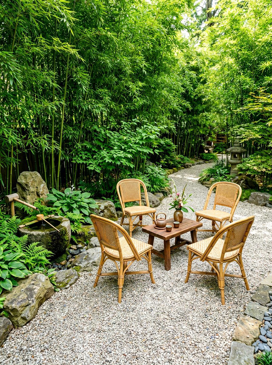 Natural bamboo bistro chair - 30 bistro chair patio ideas