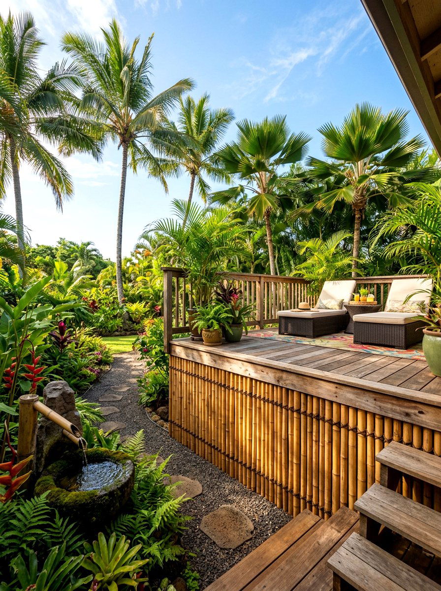Natural bamboo deck skirting - 30 deck skirting lattice ideas