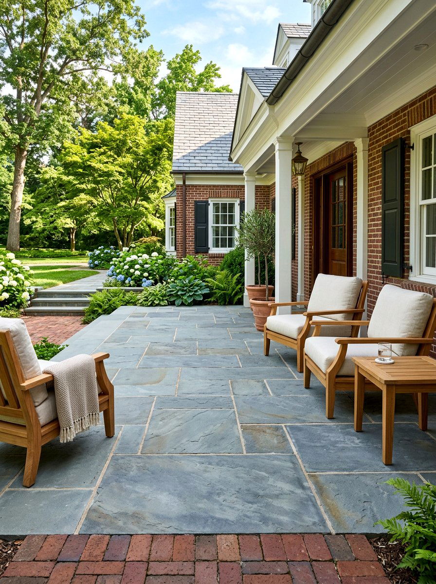 Natural bluestone porch surface - 30 quiet luxury curb appeal ideas