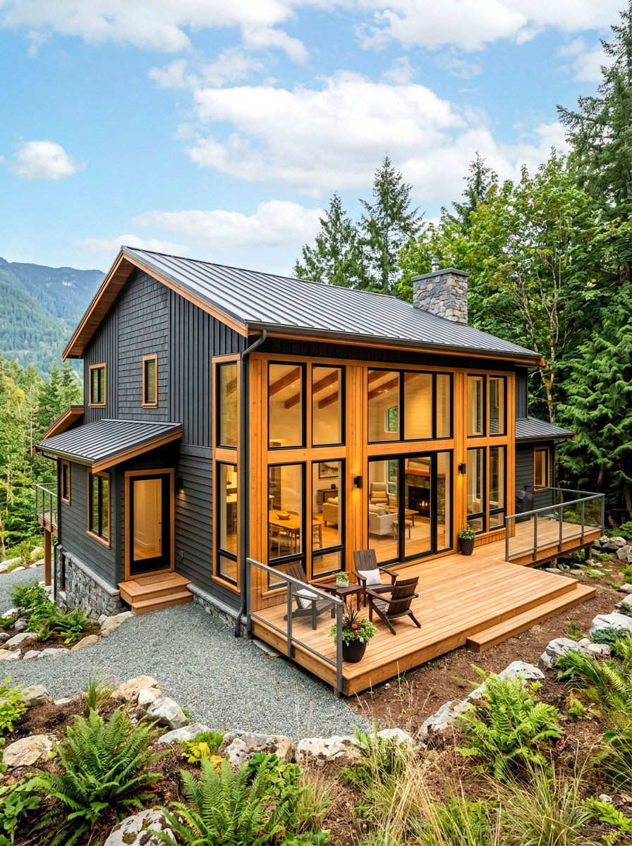 Natural cedar exterior window trim - 30 exterior window trim color ideas