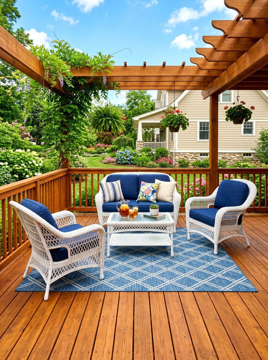 Natural cedar porch deck - 30 Nancy Meyers front porch ideas