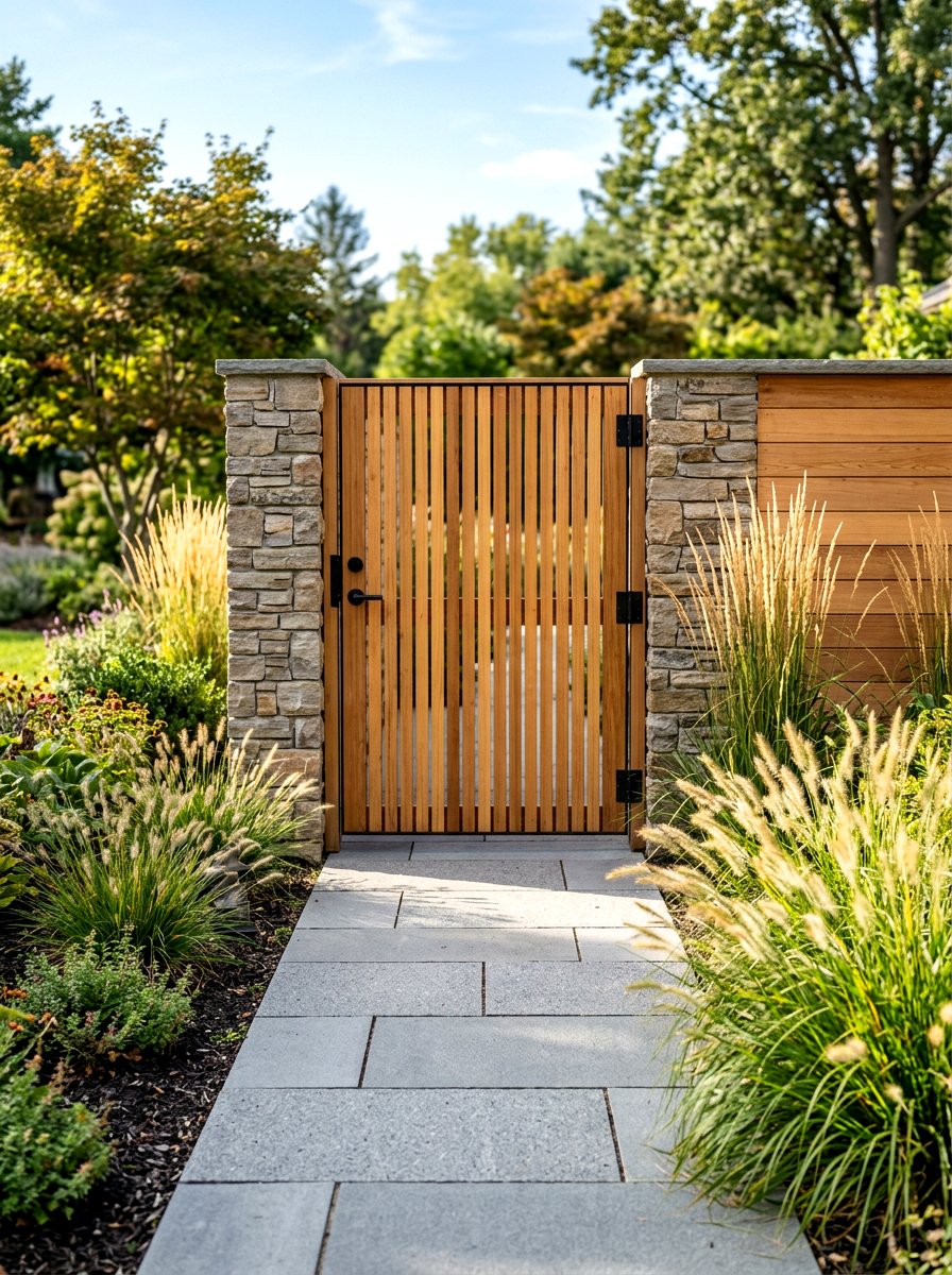 Natural cedar slat gate - 30 cottage gate curb appeal ideas