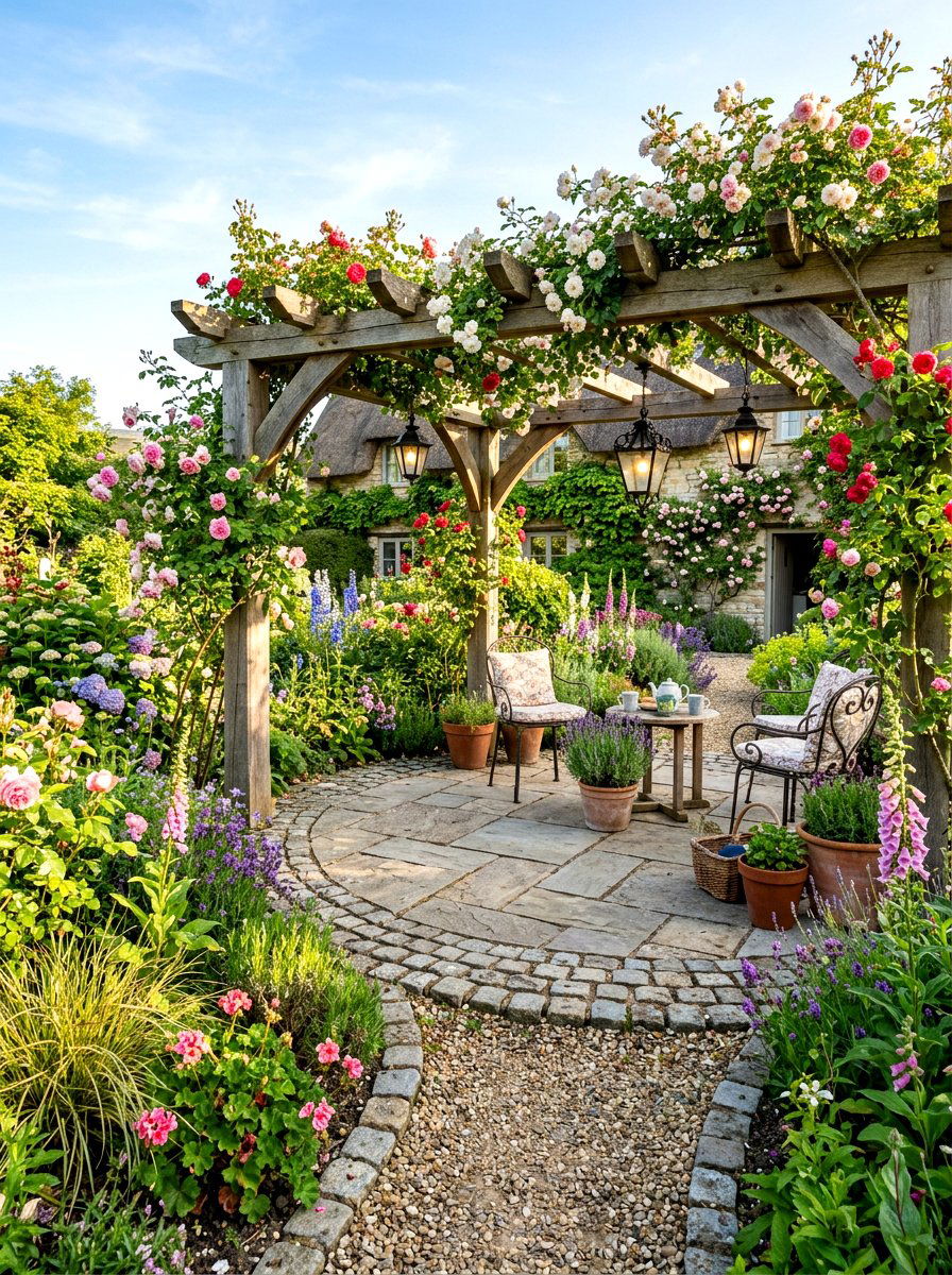Natural cobblestone edging - 30 patio paver border ideas