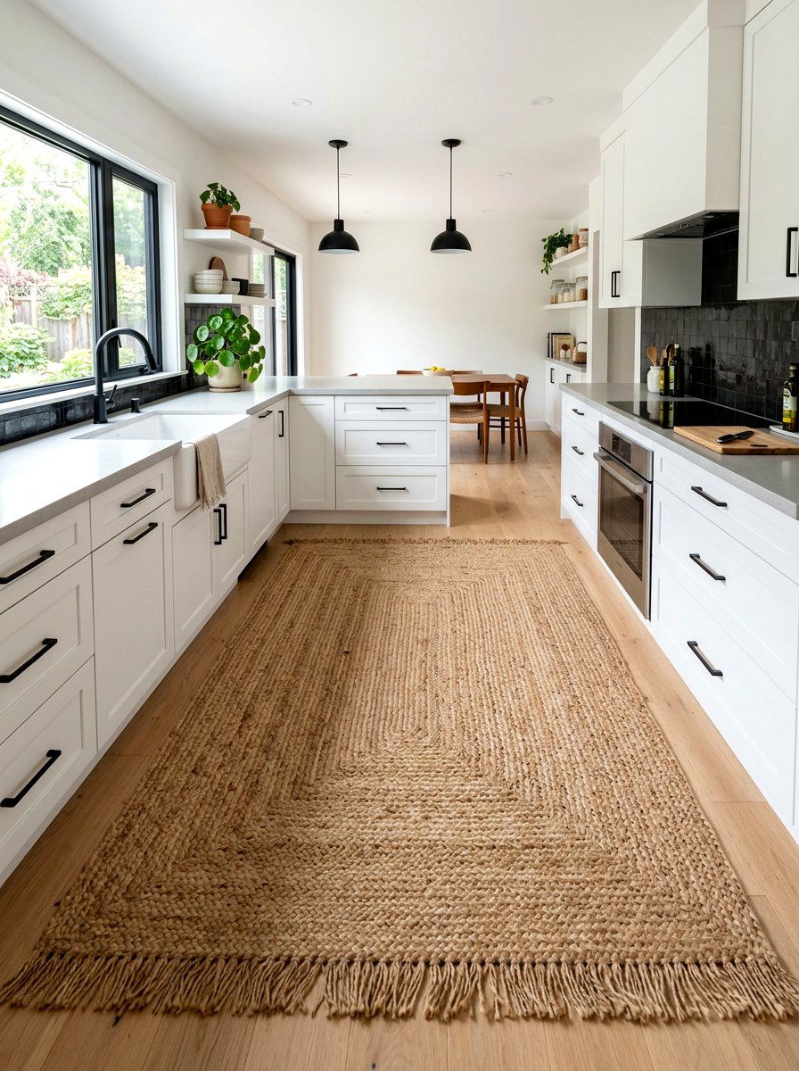 Natural fiber rug - 30 TikTok kitchen decor ideas