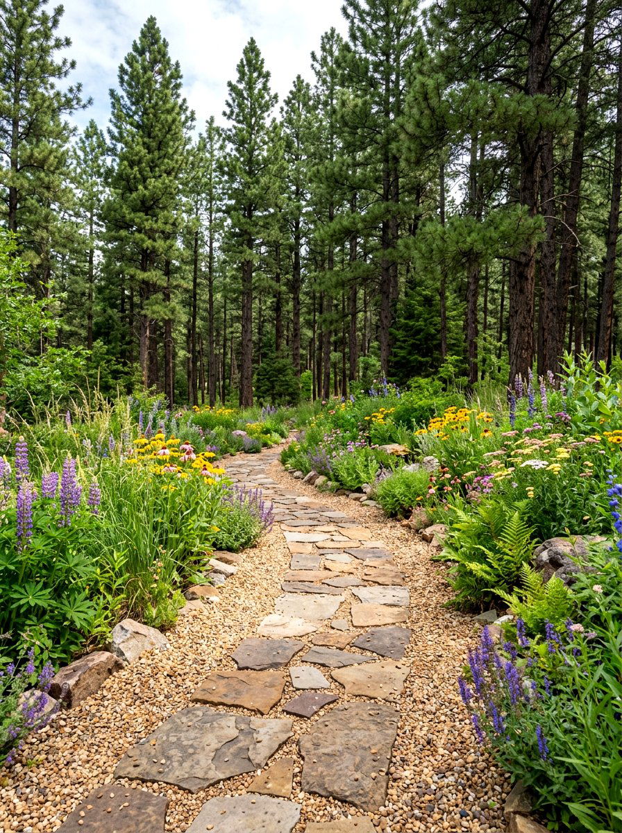 Natural fieldstone and gravel landscape - 30 gravel border garden ideas