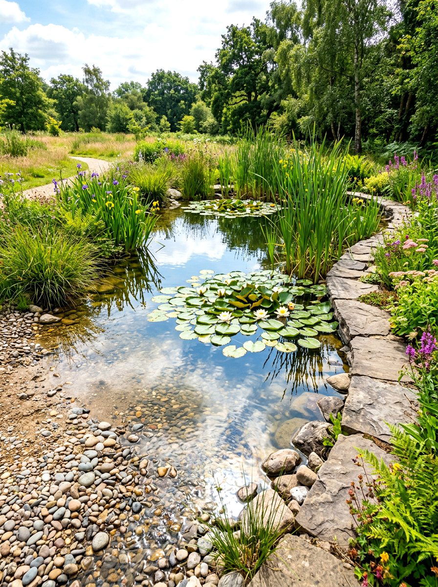 Natural garden pond - 30 bird friendly backyard landscaping ideas
