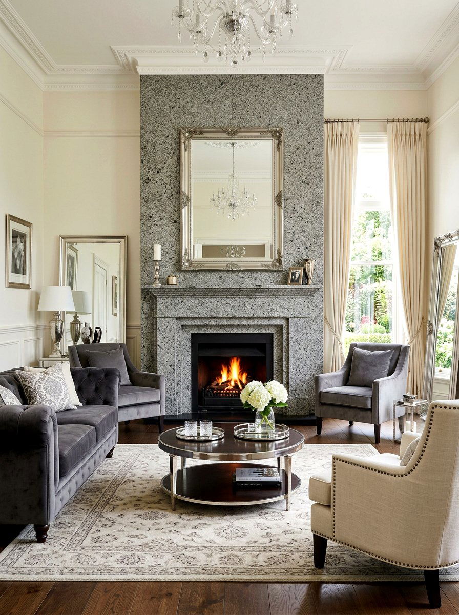 Natural granite fireplace - 30 stone fireplace ideas