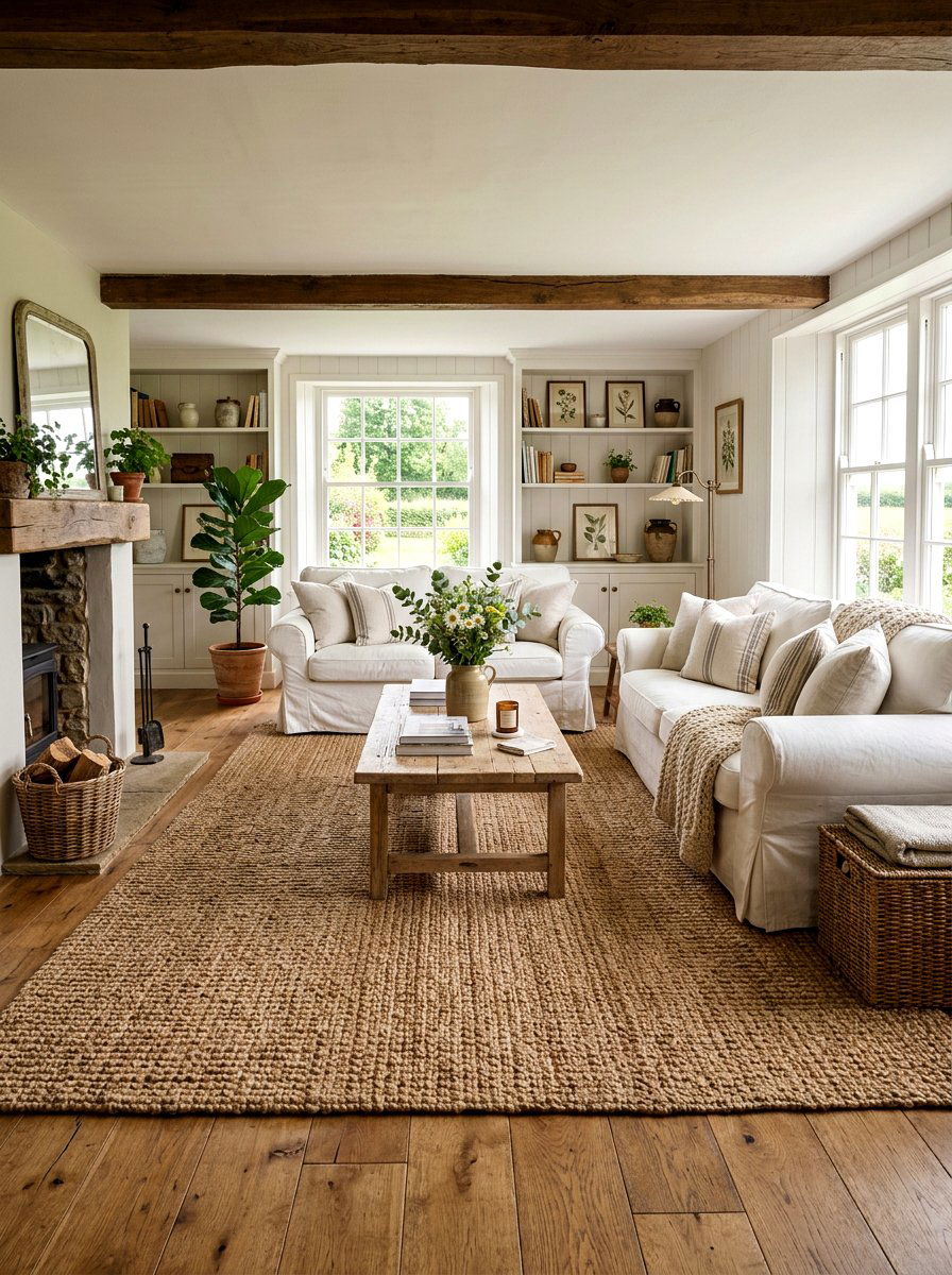 Natural jute rug - 30 spring refresh decor ideas