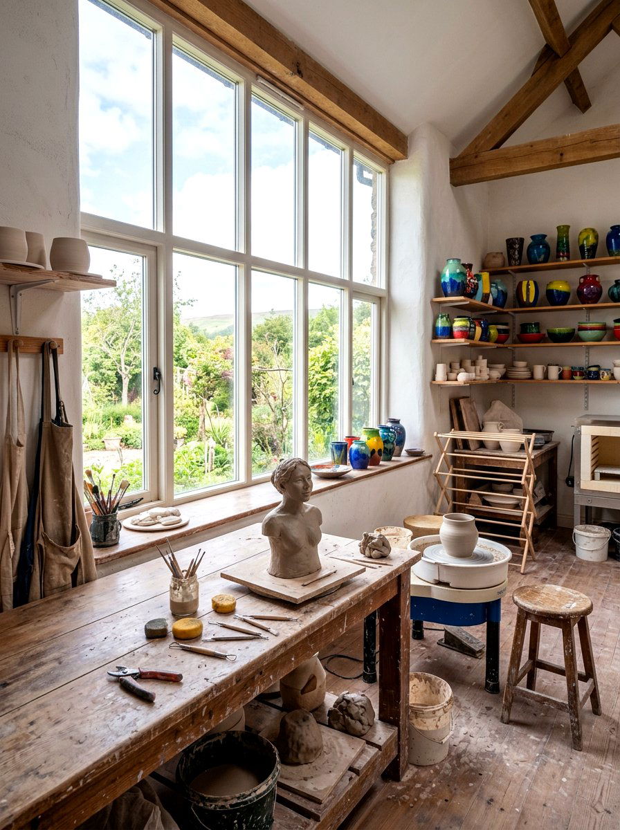 Natural light pottery studio - 30 pottery room ideas