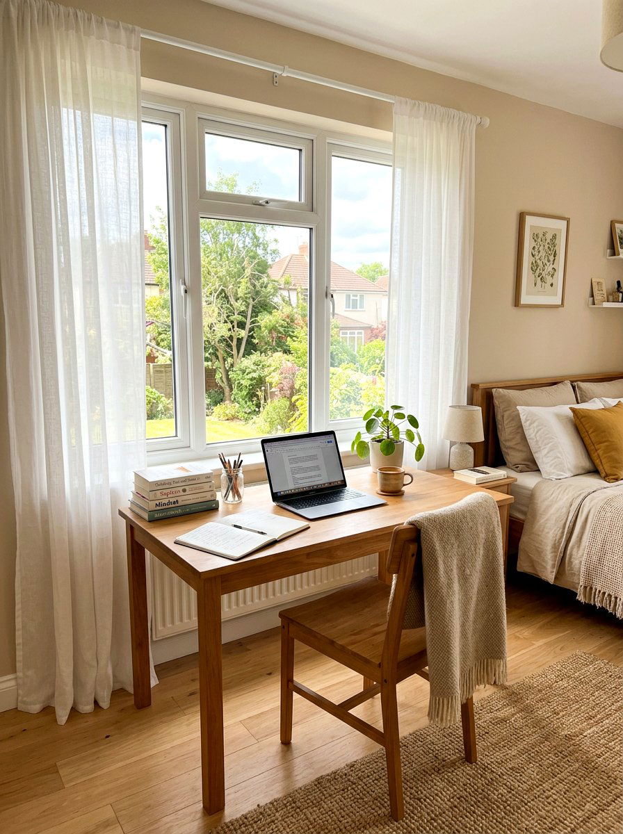 Natural light study - 30 light academia bedroom ideas