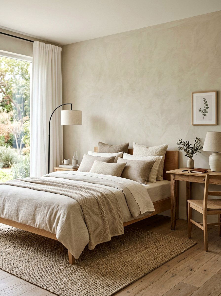 Natural limewash guest bedroom - 30 limewash wall ideas