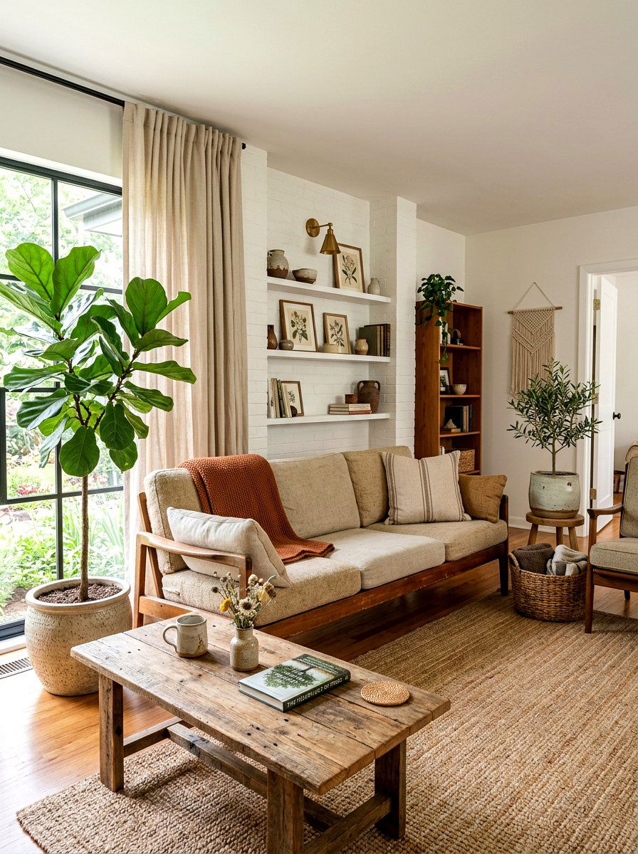 Natural living room decor - 30 low waste home ideas