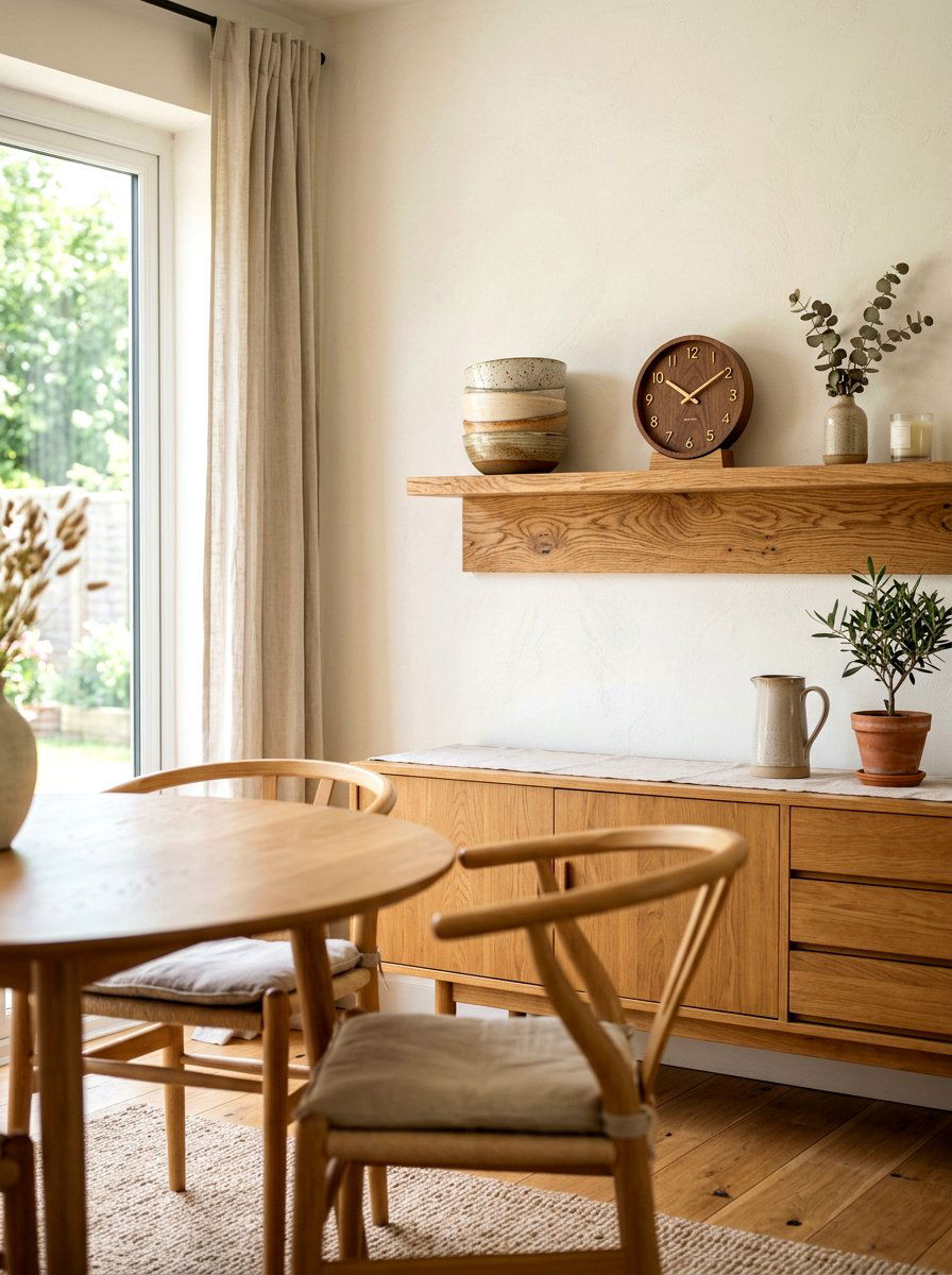 Natural oak shelving - 30 open cabinet styling ideas