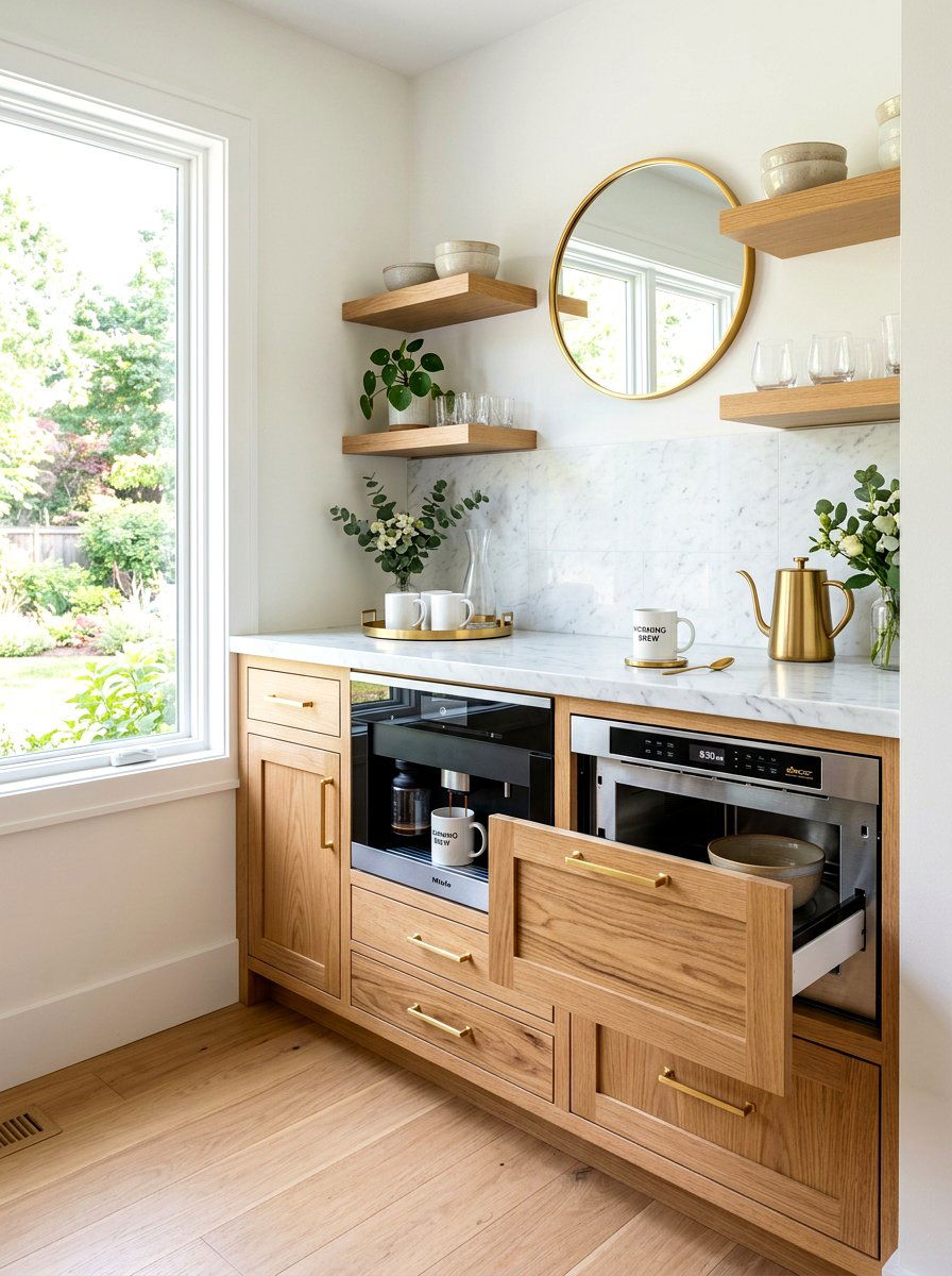 Natural oak vanity - 30 drawer microwave ideas