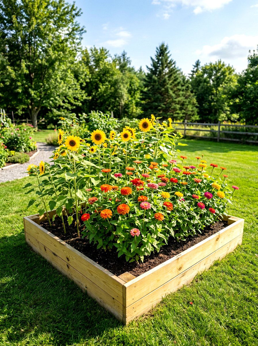 Natural pine garden bed - 30 wood raised bed ideas