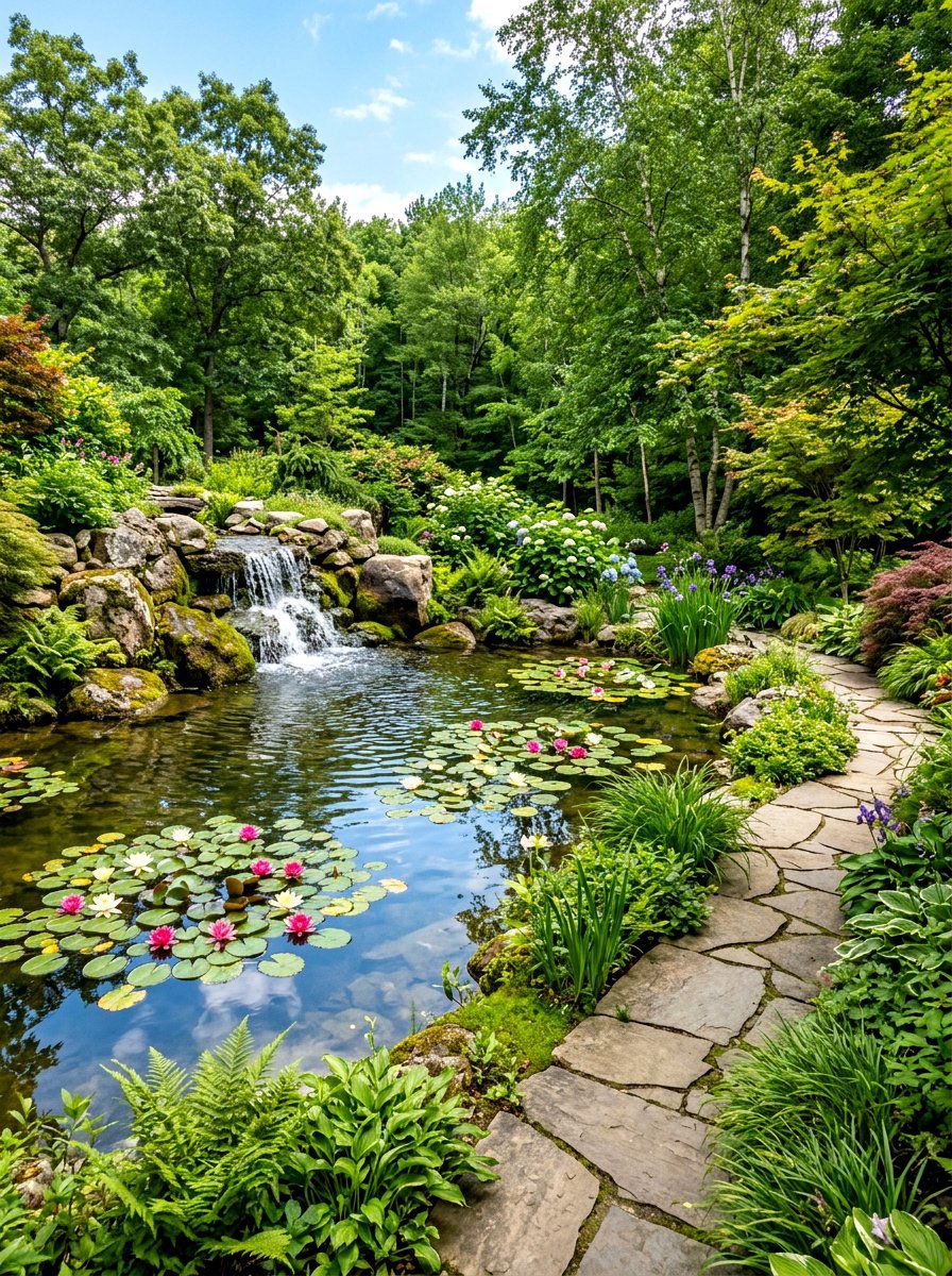 Natural pond - 30 cabin backyard landscaping ideas