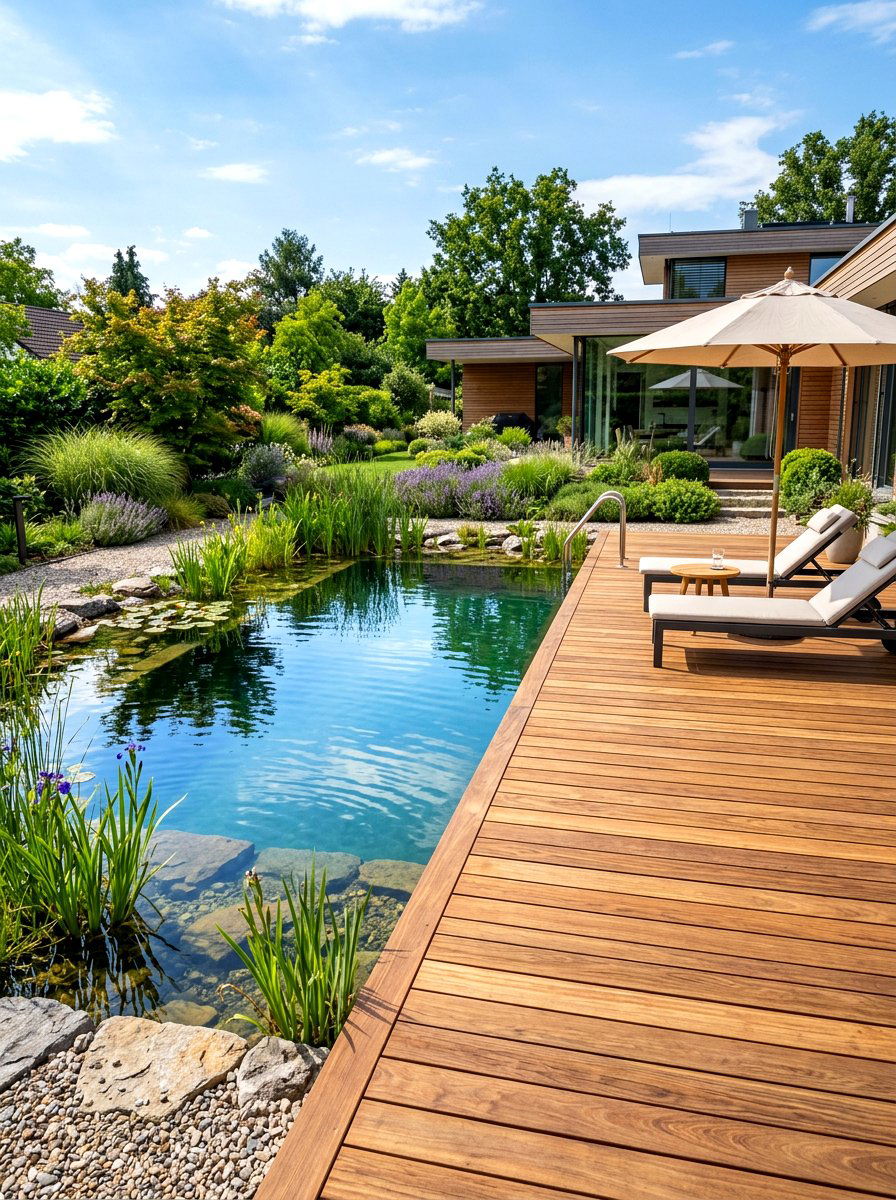 Natural pool with deck - 30 natural pool backyard ideas
