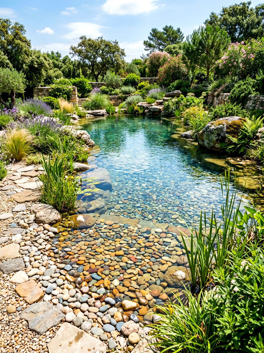 Natural pool with pebbles - 30 natural pool backyard ideas