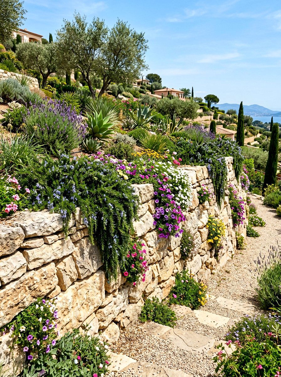 Natural rock retaining wall - 30 garden rock ideas