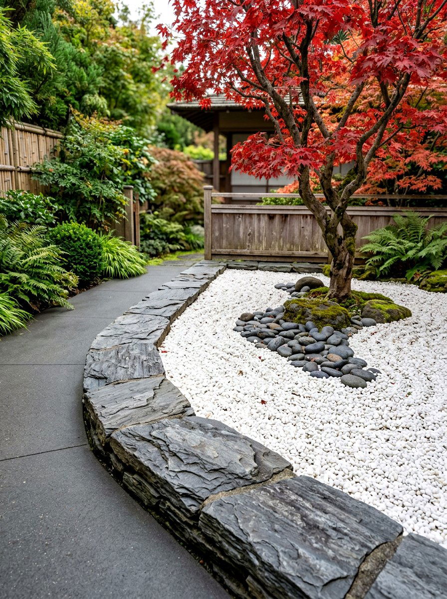 Natural slate garden edge - 30 paver garden border ideas