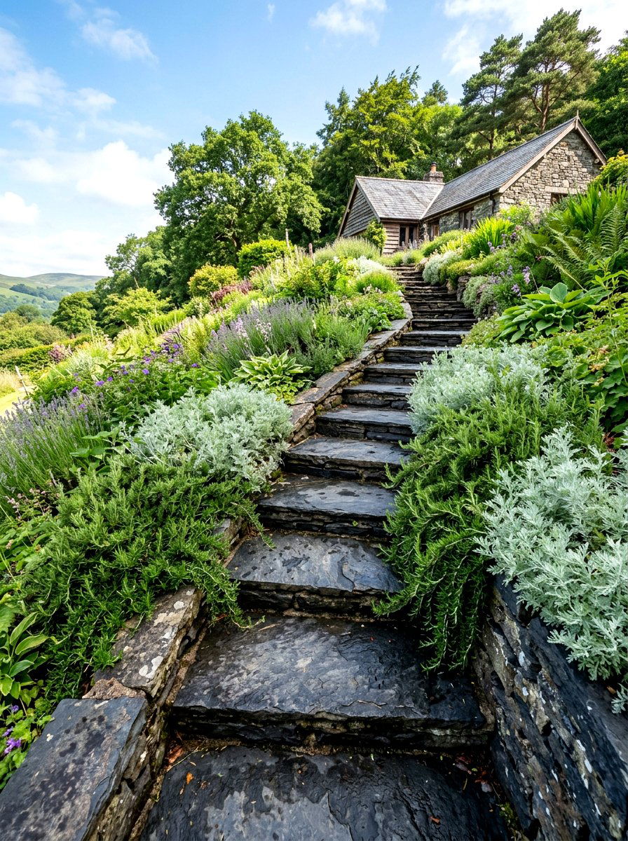 Natural slate garden steps - 30 secret path garden ideas