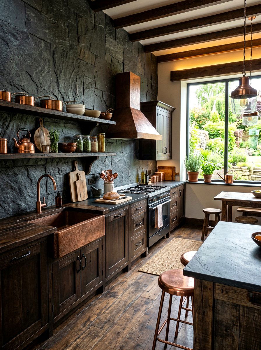 Natural slate kitchen - 30 full height backsplash ideas