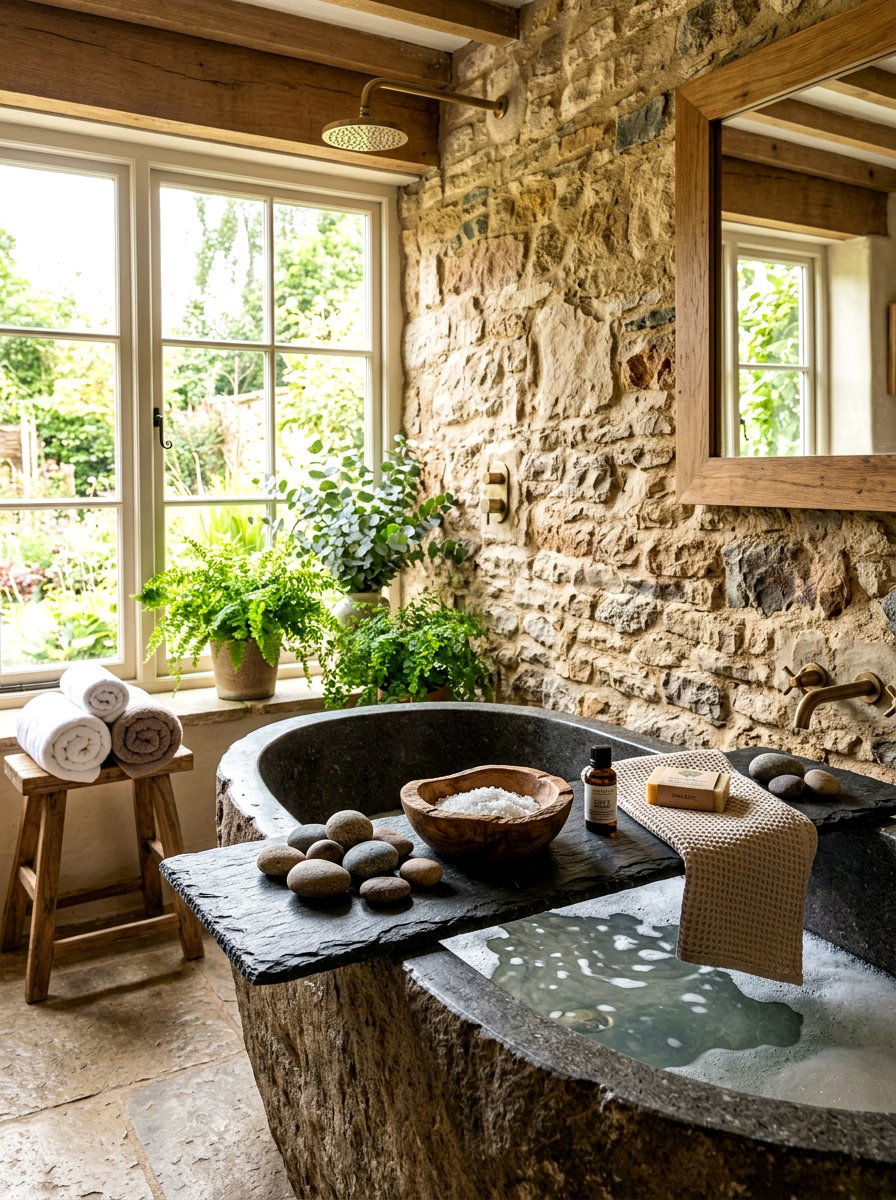 Natural stone bath tray - 30 tub tray styling ideas