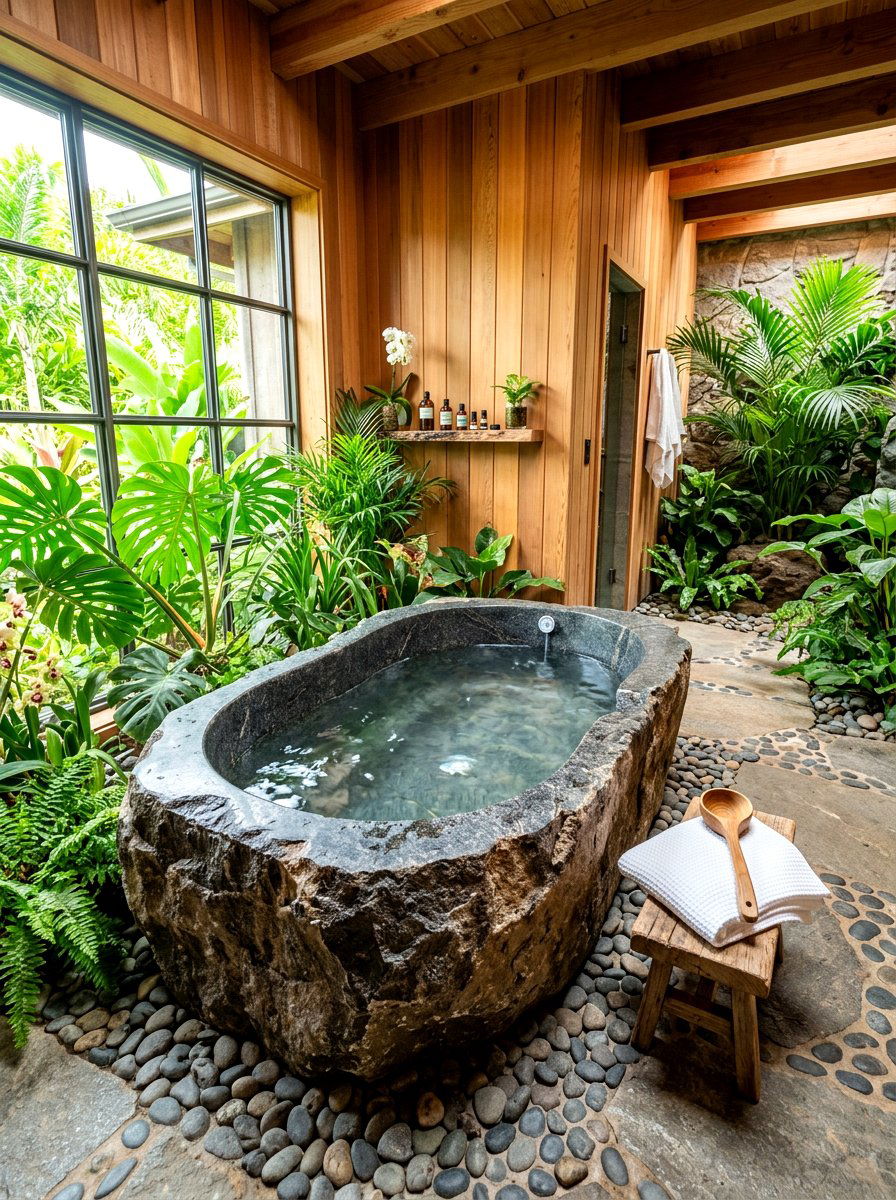Natural stone cold tub - 30 contrast therapy bathroom ideas