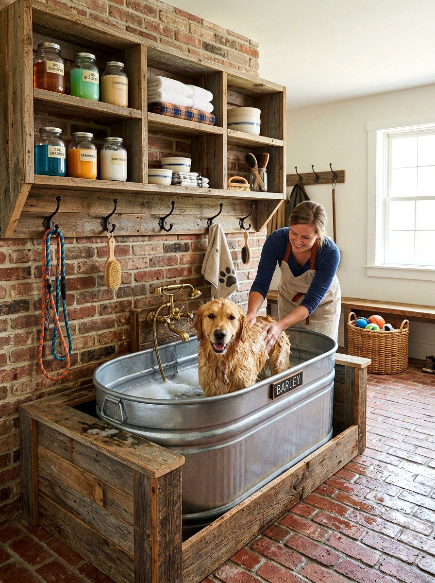 Natural stone dog wash - 30 dog washing station ideas