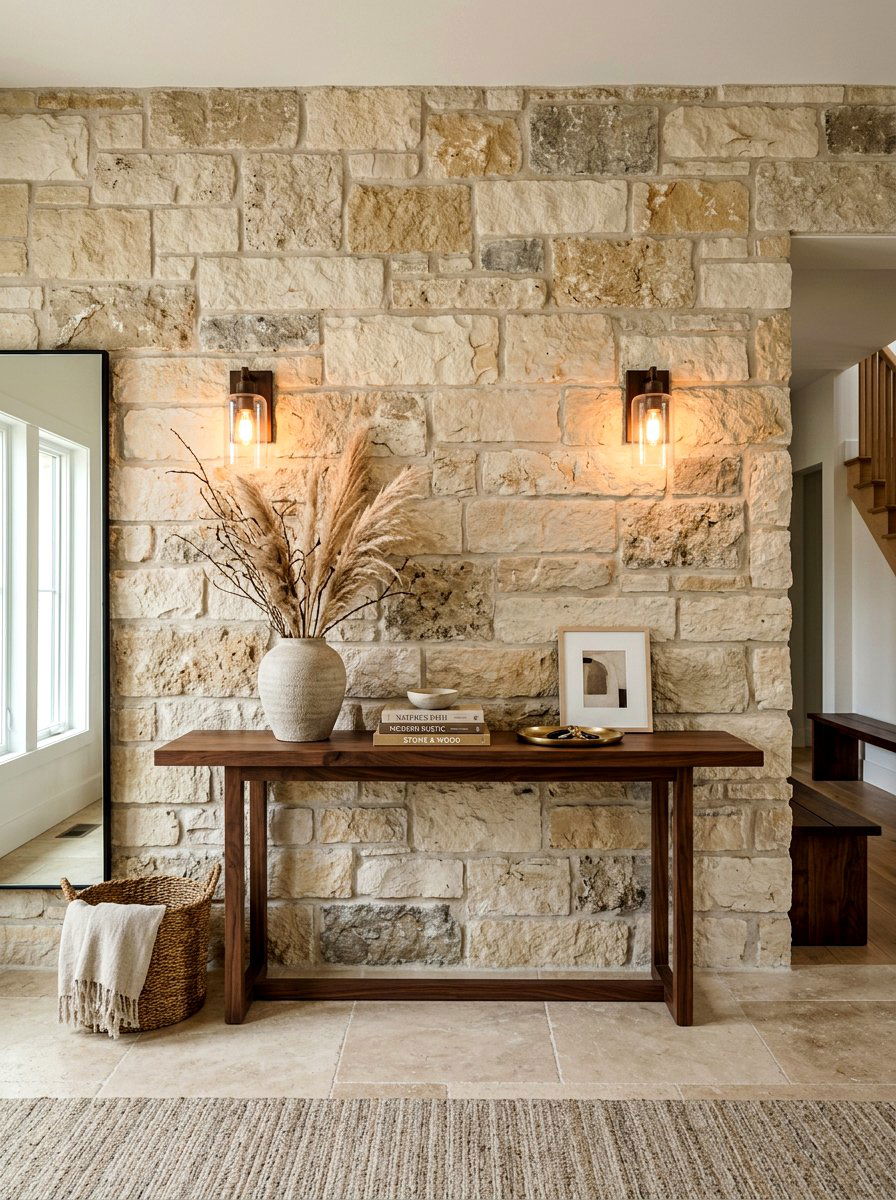 Natural stone entryway wall - 30 earthy entryway ideas