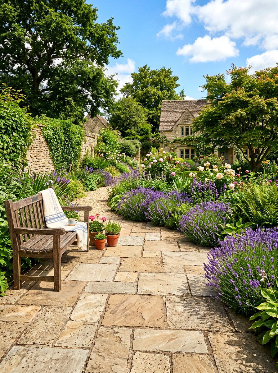 Natural stone flagstone patio - 30 limestone backyard patio ideas