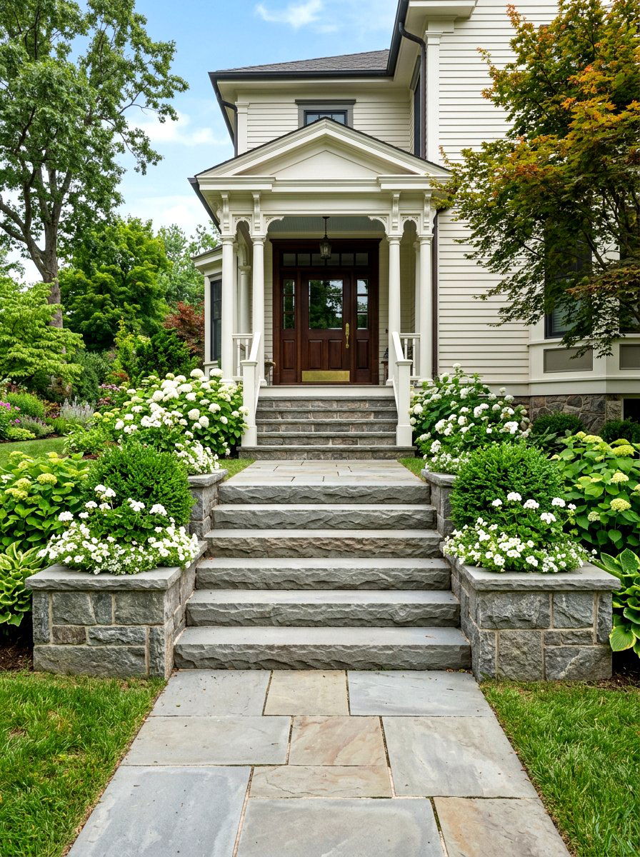 Natural stone front steps - 30 front yard makeover ideas