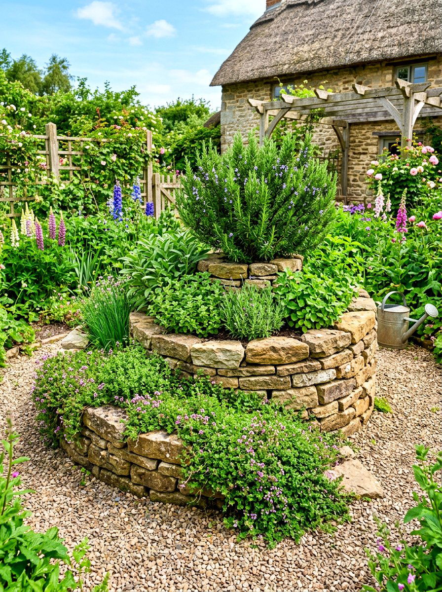 Natural stone herb spiral - 30 herb spiral ideas